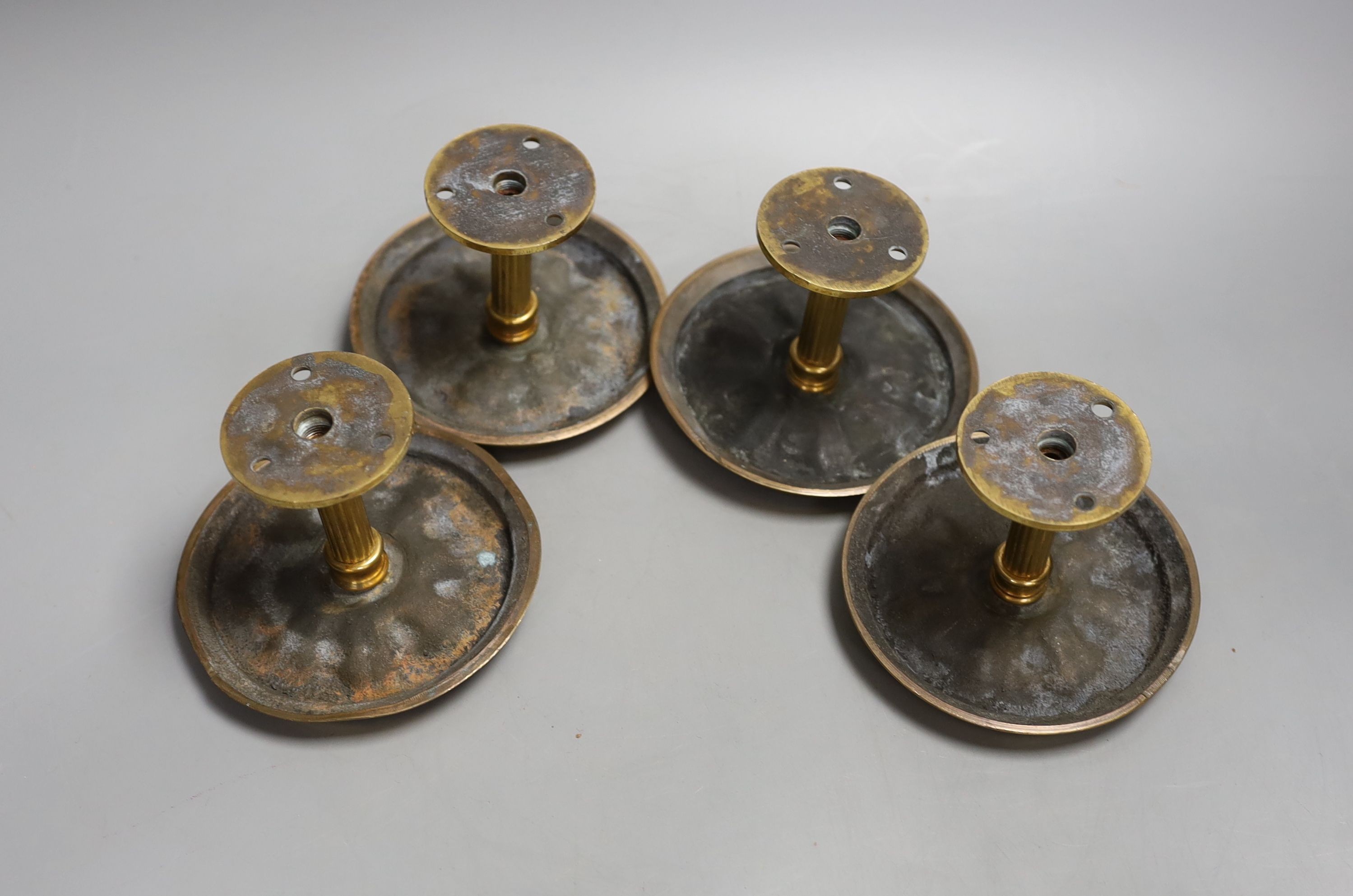 Four floral brass curtain tiebacks - 11cm diameter